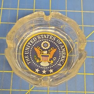 United States of America Seal Emblem Glass Ashtray Vintage 1969s